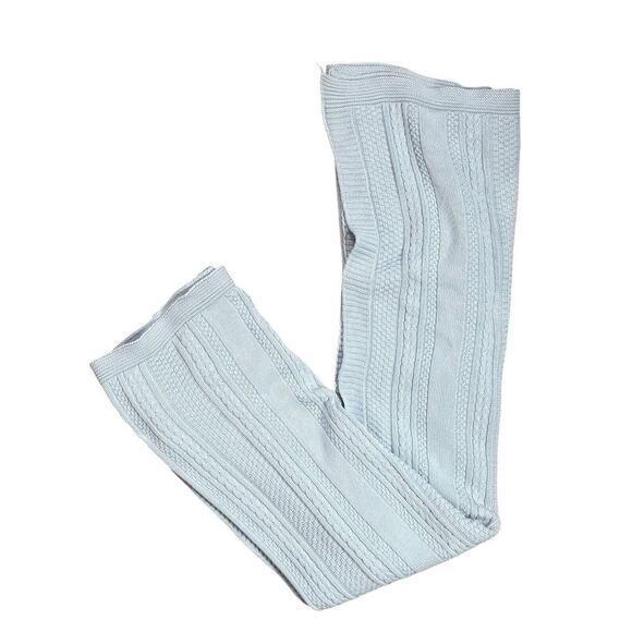 Melange Home Throw Blanket Light Blue 100% Cotton Cable Knit 56" X 54" - Picture 1 of 6